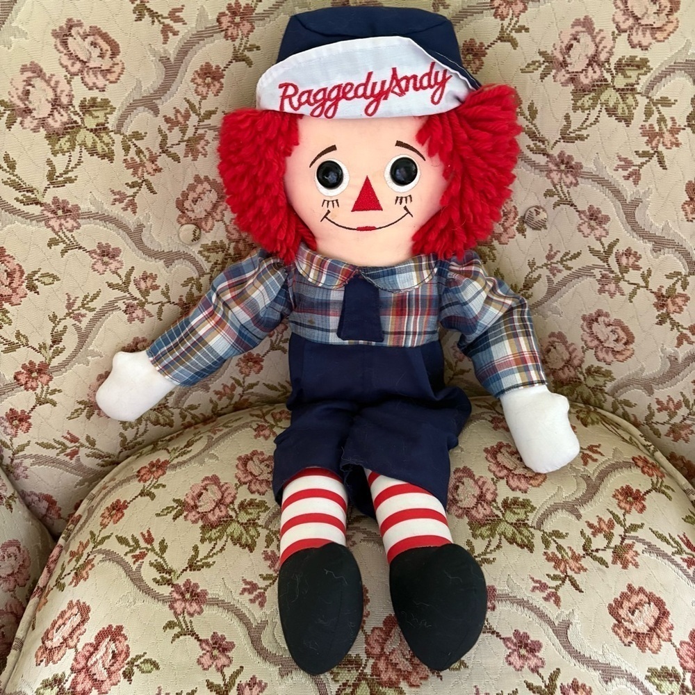 Vintage Applause Raggedy Andy Doll with Red Hair and Plaid Outfit